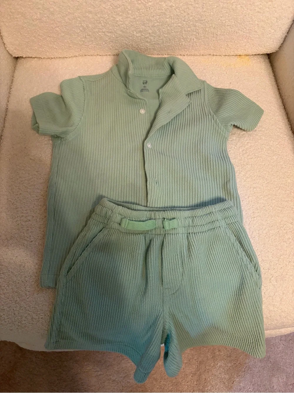 GAP Light Mint Ribbed Short Sleeve Top & Shorts Set